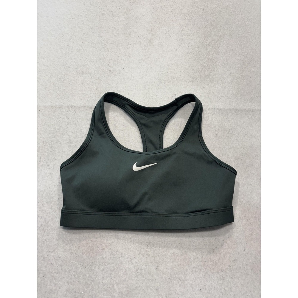 Nike Sports Bra Womens Small Green Racerback Medium Support Padded Logo Athletic